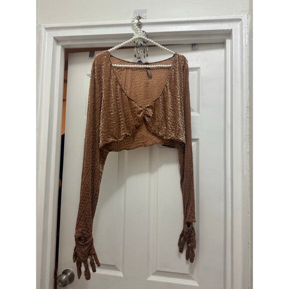 SKIMS Size 4X Velvet Burnout Logo Glove Crop Top Copper BR-TOP-0935 NWT - Picture 3 of 10